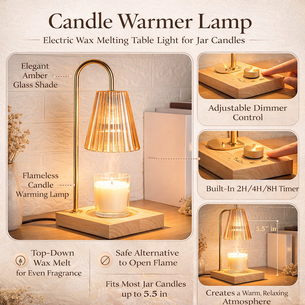 Lampada elettrica scaldacera per candele da tavolo