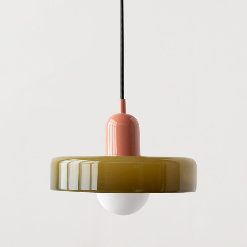 Lampada a sospensione nordica con aspetto in vetro retrò per spazi moderni e colorati