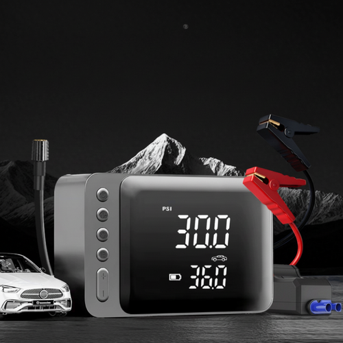 All-In-One Auto Jump Starter With Portable Air Compressor And Tire Inflator Kit