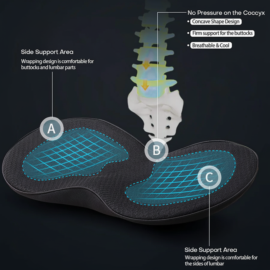 Memory Foam Car Seat Cushion Booster For Improved Driving Visibility