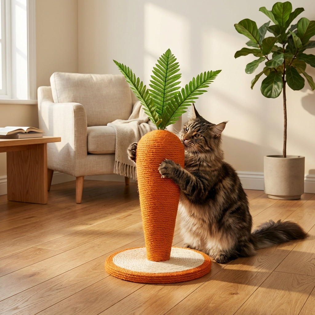 Gulerodsformet sisalsnor kradsetræ til katte derhjemme | Rosalyssa