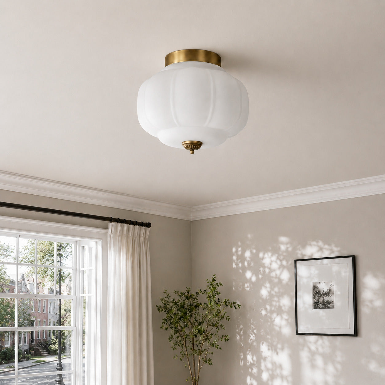 Stropní svítidlo Milk Glass s skleněným stínidlem, moderní přisazené, skandinávský styl