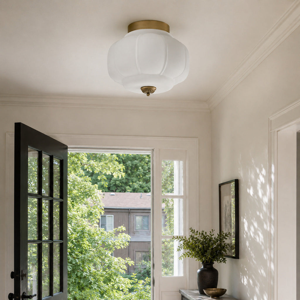 Stropní svítidlo Milk Glass s skleněným stínidlem, moderní přisazené, skandinávský styl