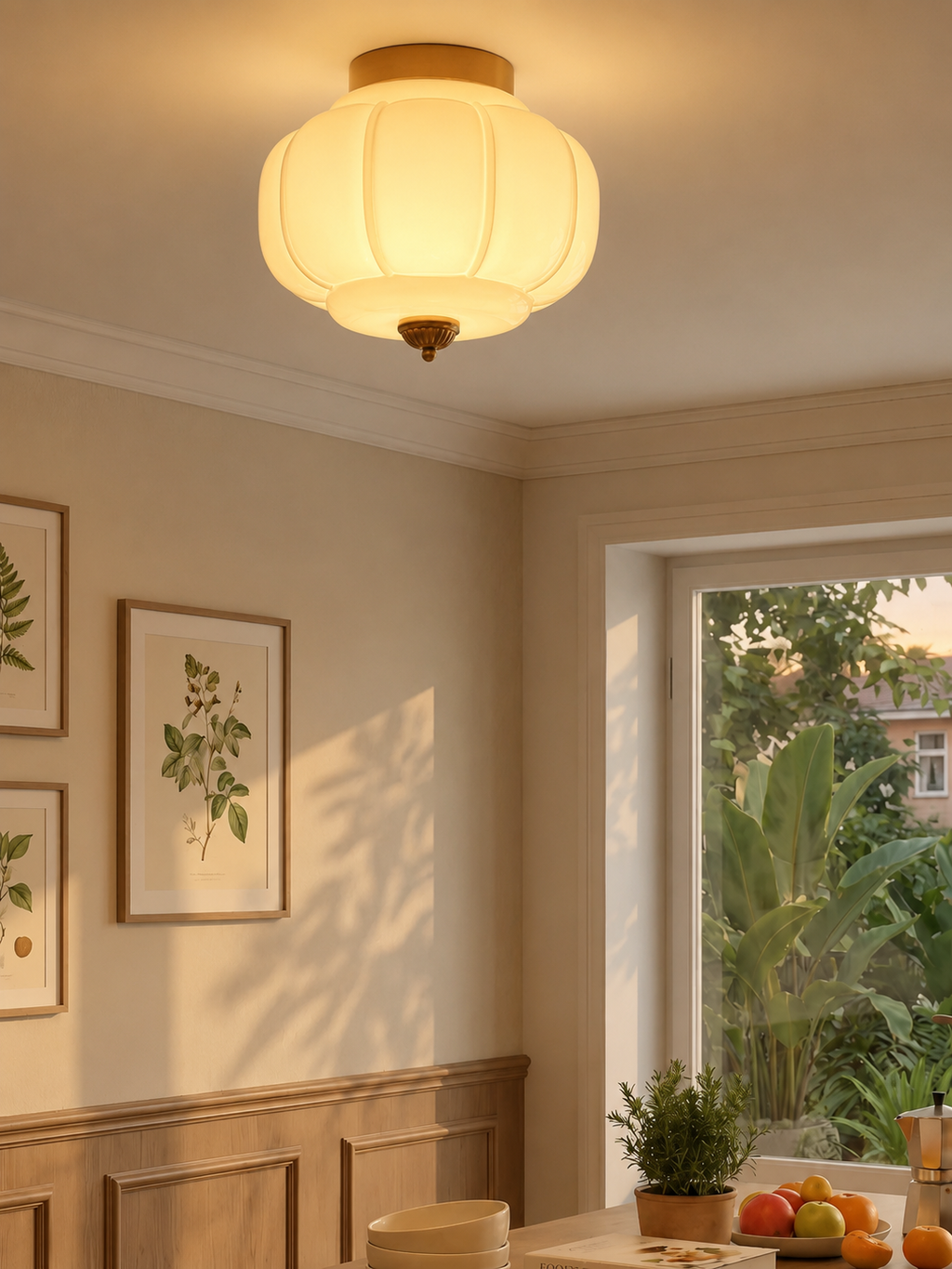 Stropní svítidlo Milk Glass s skleněným stínidlem, moderní přisazené, skandinávský styl