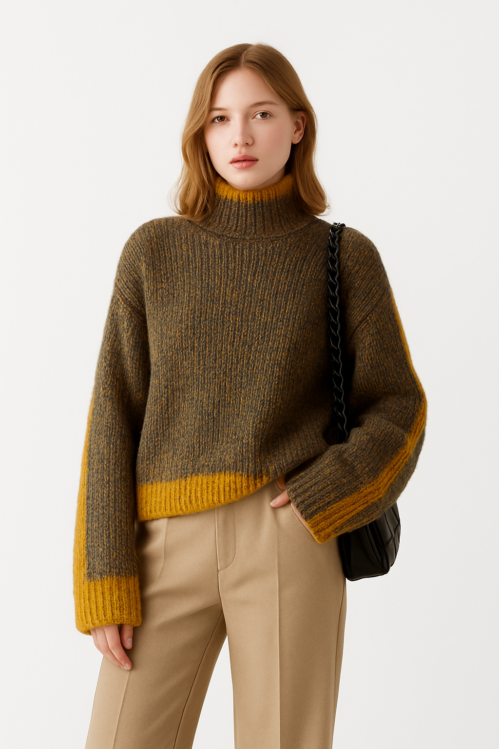 ELENA – Pull Col Roulé Épais Style Rétro