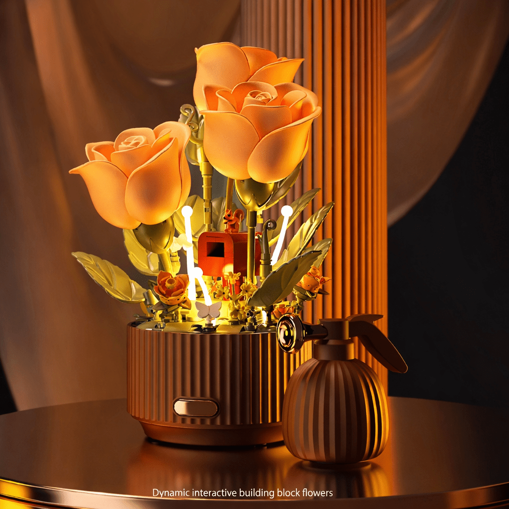 Aurora Bloom 255-teiliges Rosenstrauß-Baustein-Set für kreative Kinder
