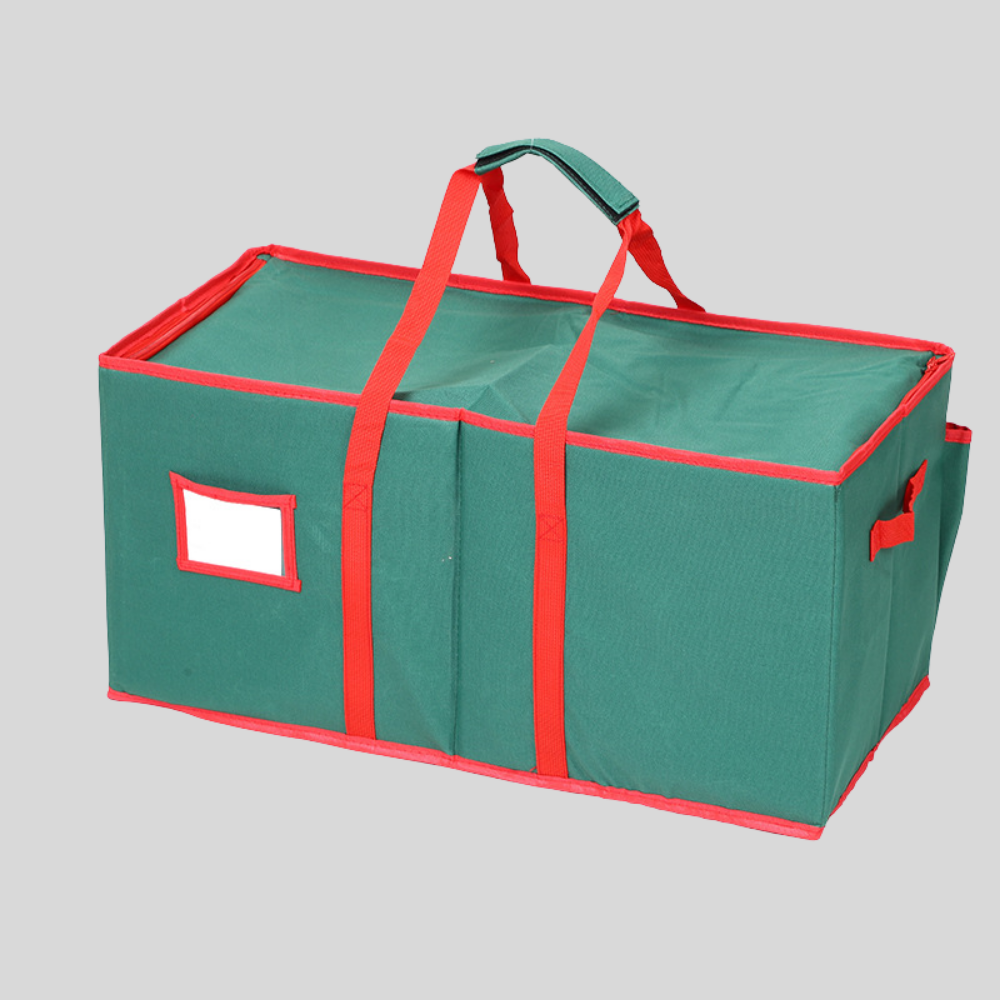Holiday Ornament Storage Case With Adjustable Compartments And Clear Window