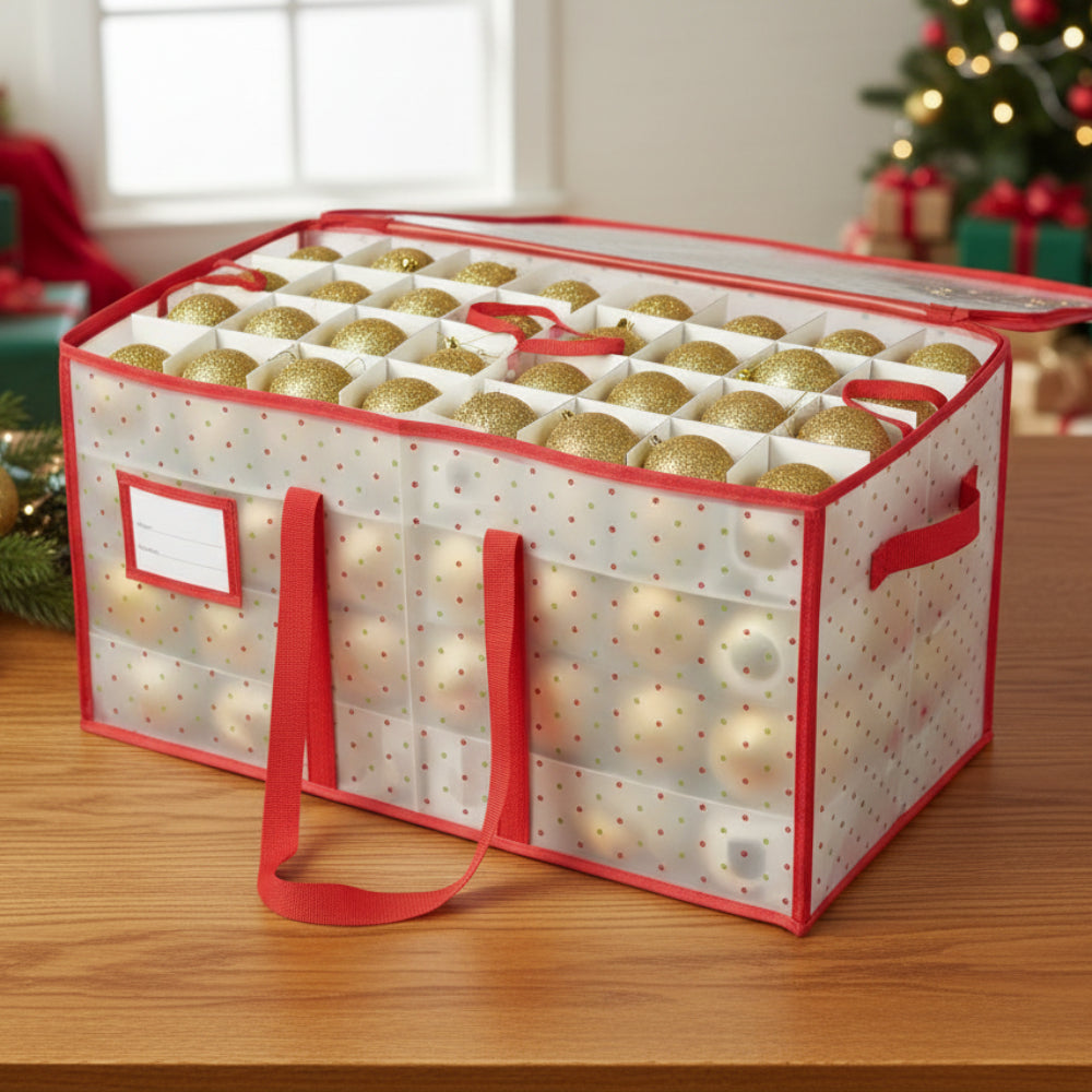 Christmas Ornament Organizer In Large Zippered Box