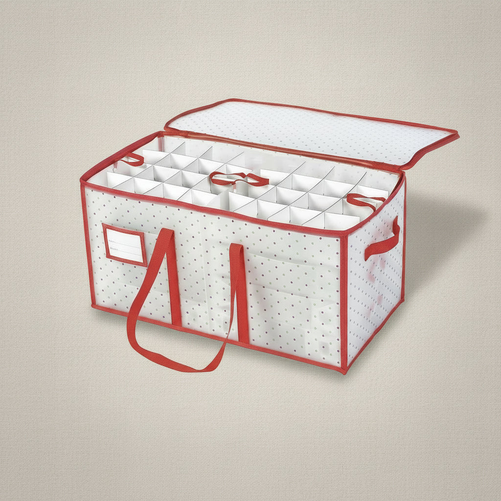Christmas Ornament Organizer In Large Zippered Box