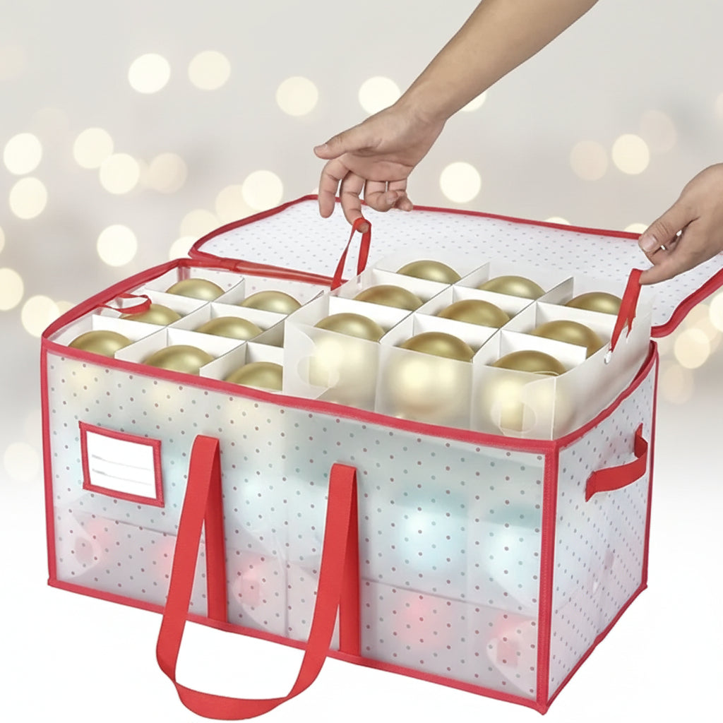 Christmas Ornament Organizer In Large Zippered Box