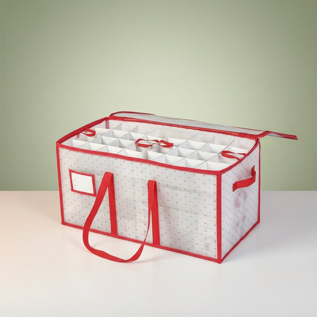 Christmas Ornament Organizer In Large Zippered Box
