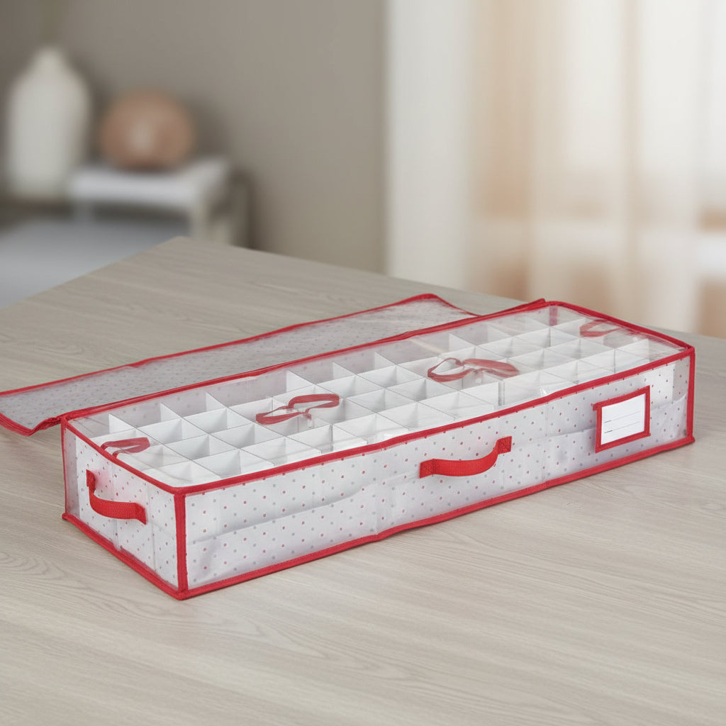 Christmas Ornament Organizer In Large Zippered Box