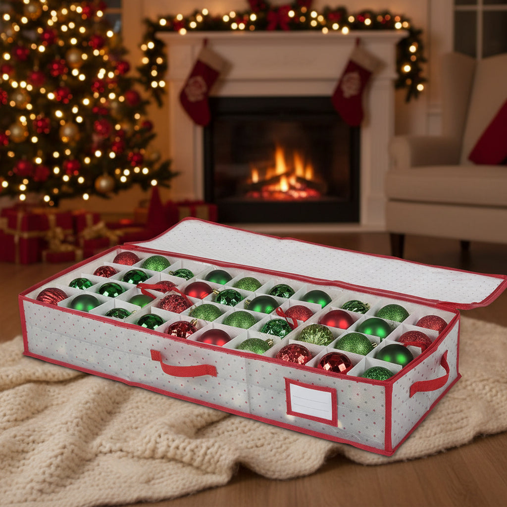 Christmas Ornament Organizer In Large Zippered Box