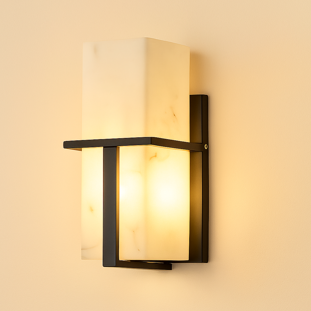 AuroraStone Modern Sleek Outdoor Wall Sconce Light With Marble Finish