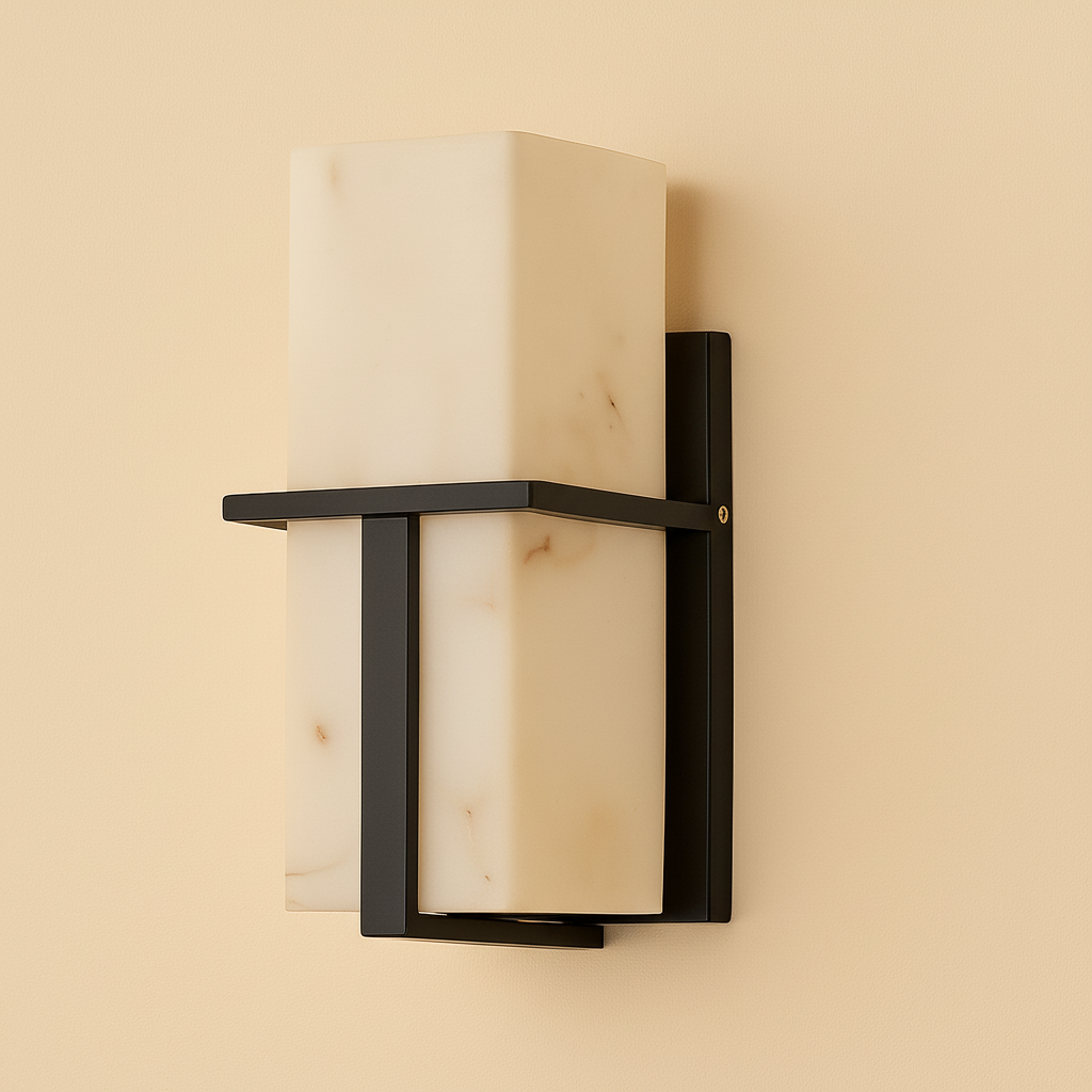 AuroraStone Modern Sleek Outdoor Wall Sconce Light With Marble Finish
