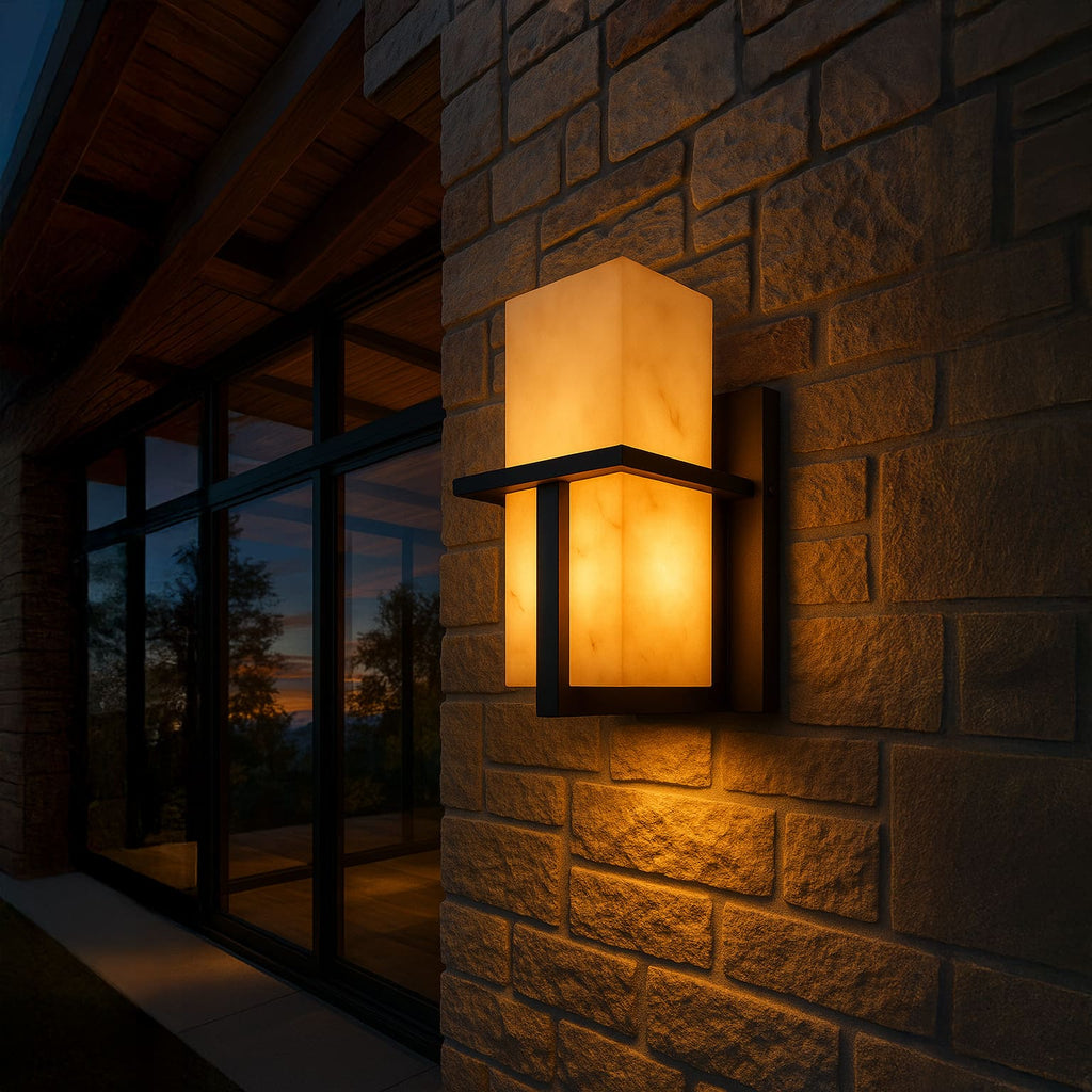 AuroraStone Modern Sleek Outdoor Wall Sconce Light With Marble Finish