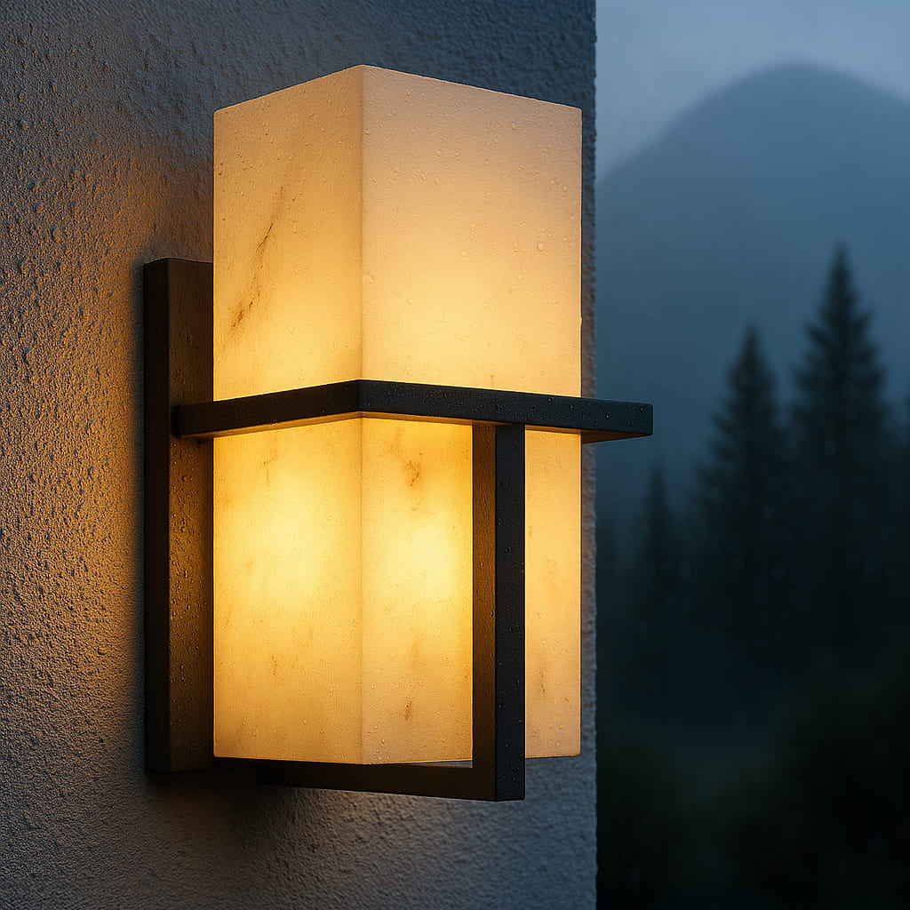 AuroraStone Modern Sleek Outdoor Wall Sconce Light With Marble Finish