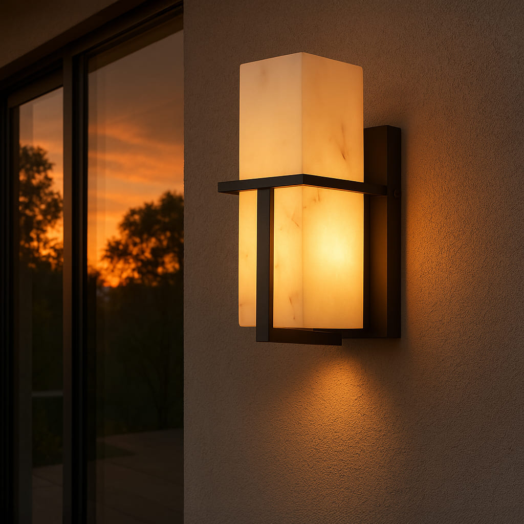 AuroraStone Modern Sleek Outdoor Wall Sconce Light With Marble Finish