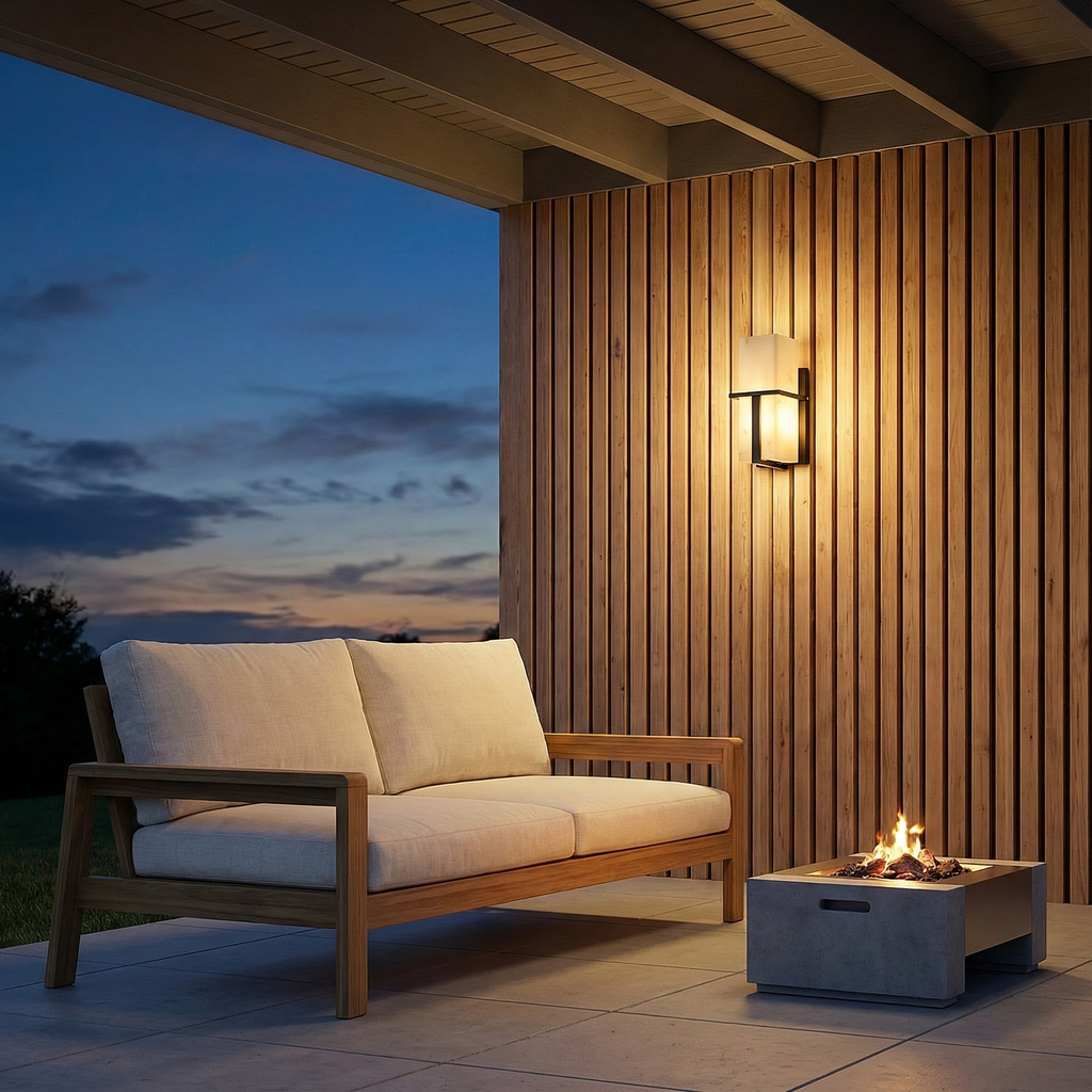 AuroraStone Modern Sleek Outdoor Wall Sconce Light With Marble Finish