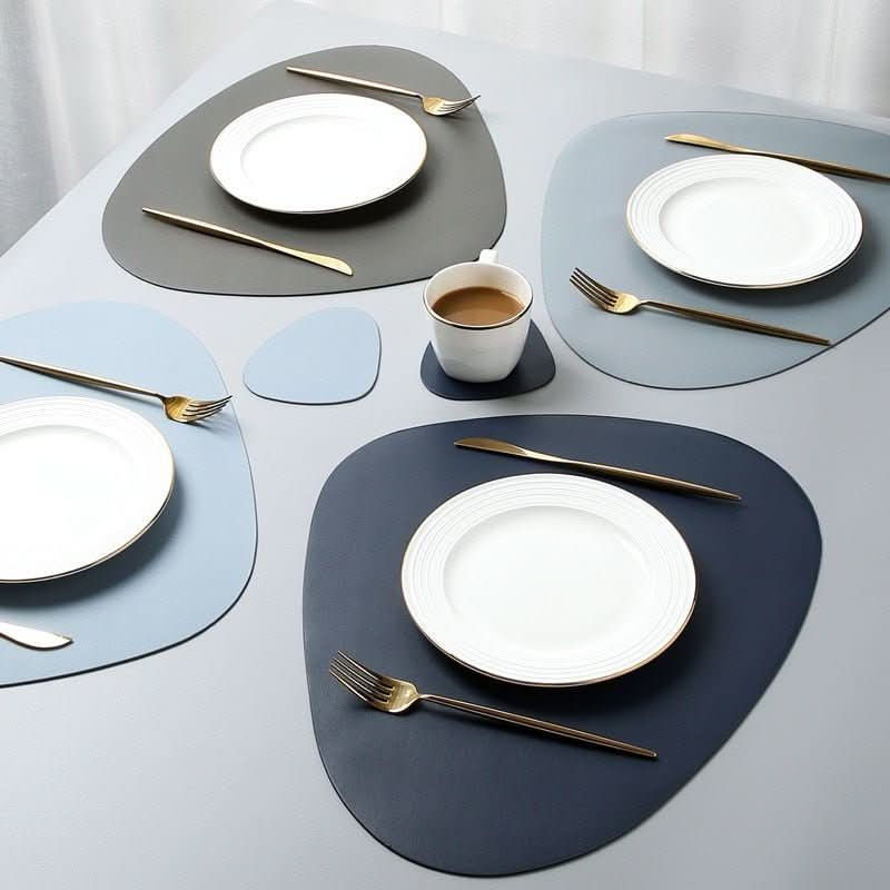 Aura Set Elegant Placemats And Coasters, Heat Resistant And Easy Care