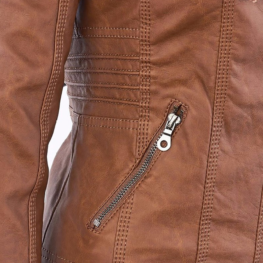 Dámská kožená bunda Evercrest s dvojitou podšívkou a kapucí