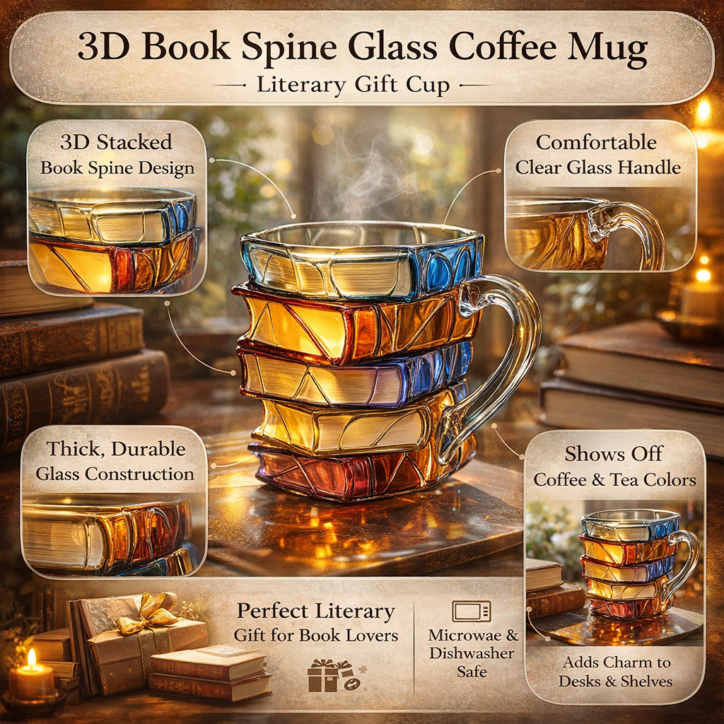 Tazza 3D per amanti del caffè con tema libro e decorazione da scrivania