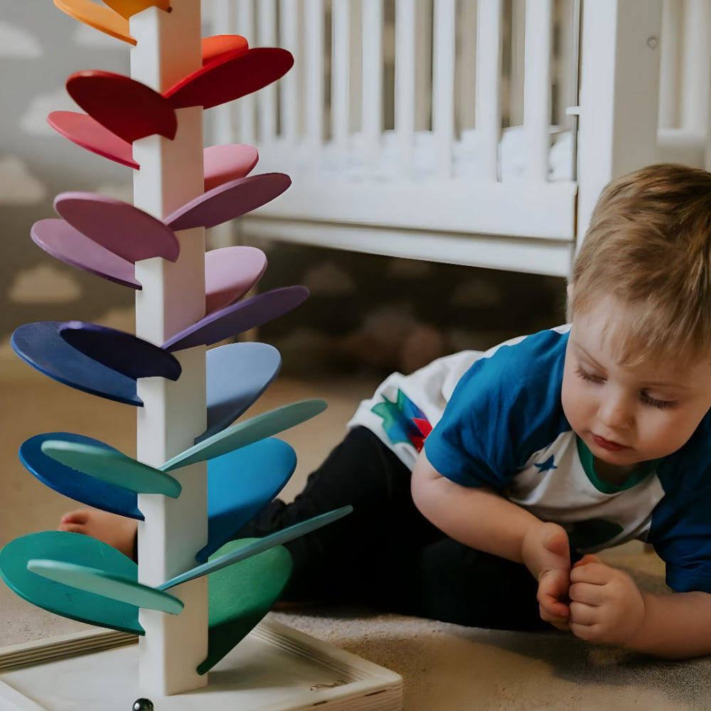 Wooden Marble Run for Kids in Colorful Design, Educational Toy