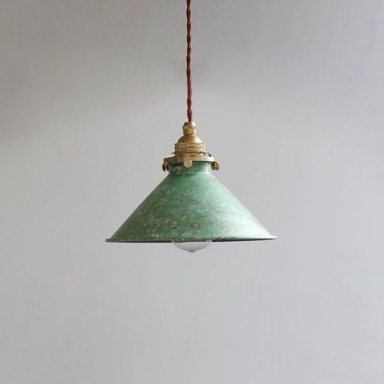 Vintage hengelampe med konisk metallskjerm, 12-tommers diameter | Rosalyssa