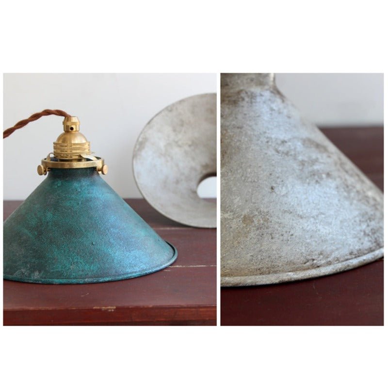 Vintage hengelampe med konisk metallskjerm, 12-tommers diameter | Rosalyssa