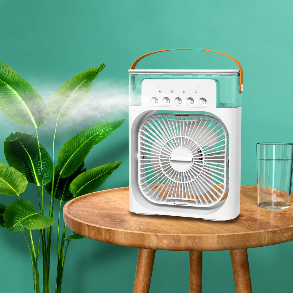 Condizionatore d'aria portatile con telecomando e ventilatore compatto