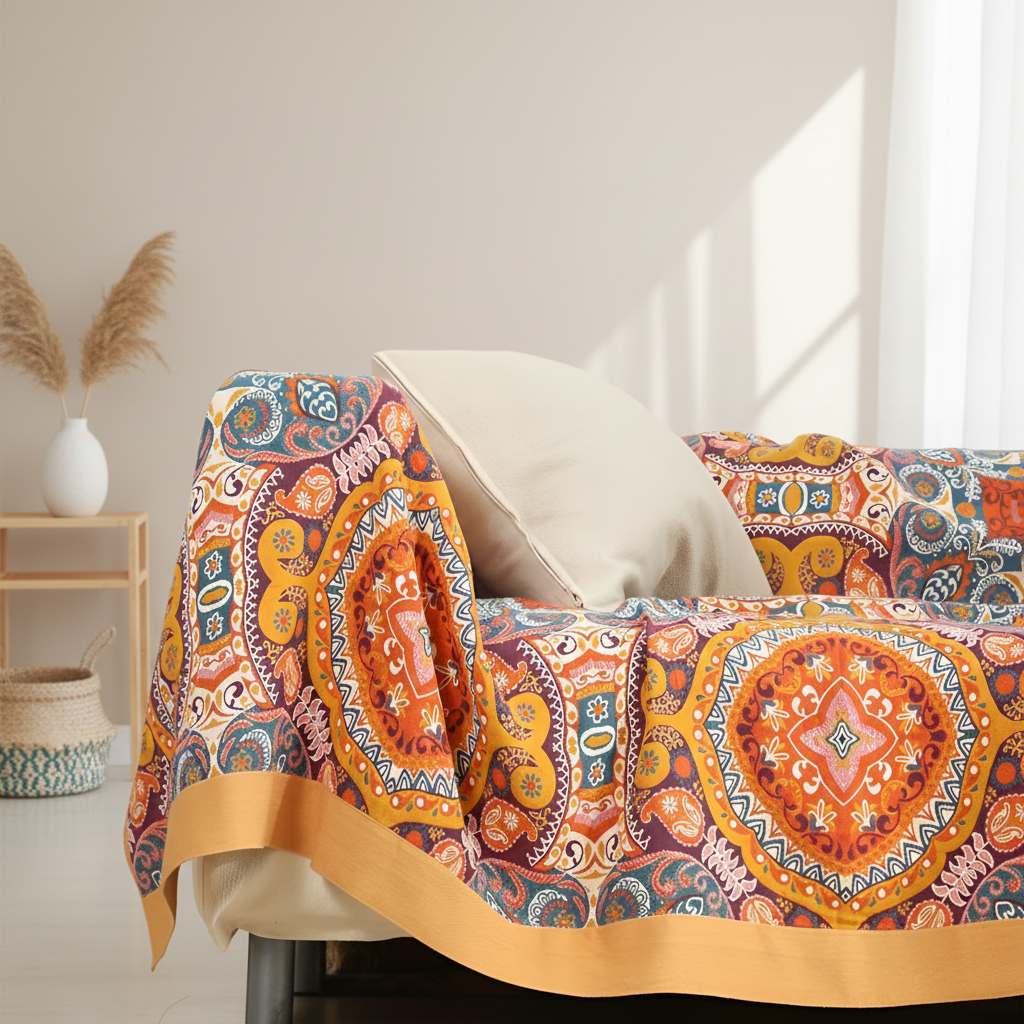 Boho-jäähdyttävä käännettävä viltti hengittävään uneen