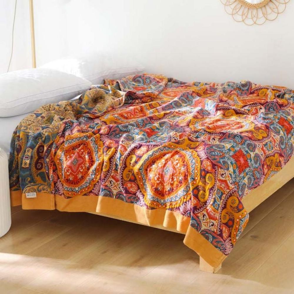 Boho-jäähdyttävä käännettävä viltti hengittävään uneen