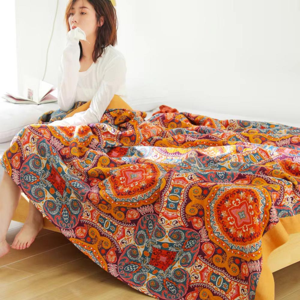 Boho-jäähdyttävä käännettävä viltti hengittävään uneen