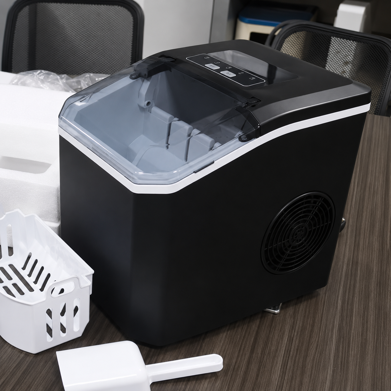 Countertop Portable Ice Maker, Bullet Ice, Compact Black Finish