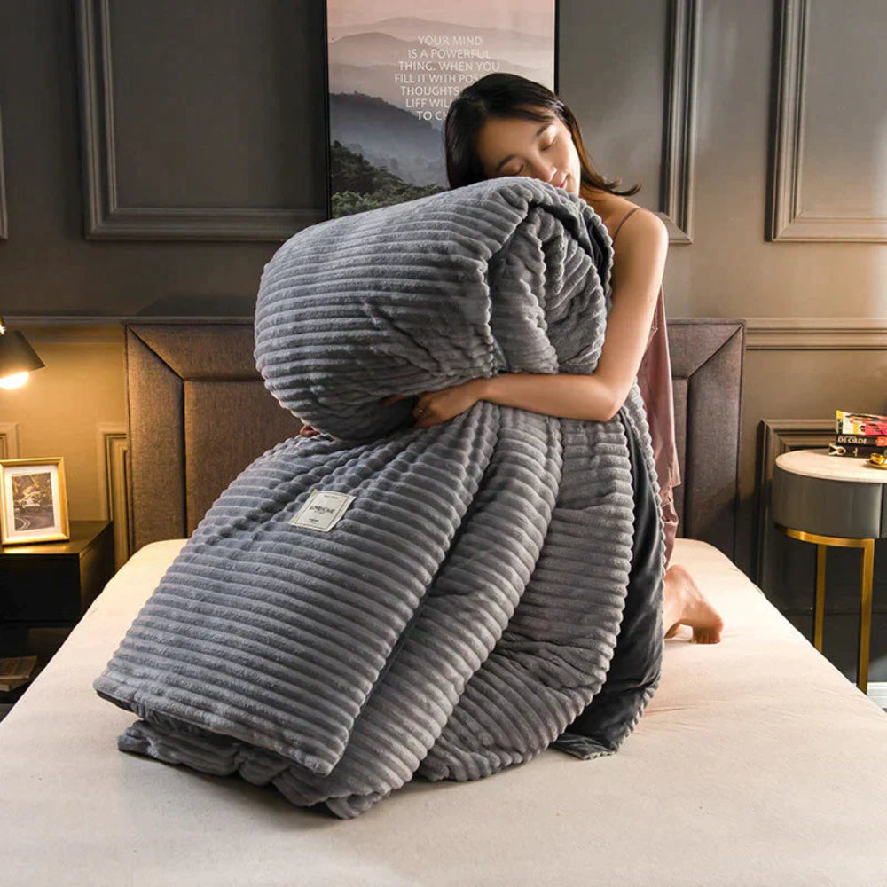 Winter Plush Duvet Cover Set With Bedspread Look Design