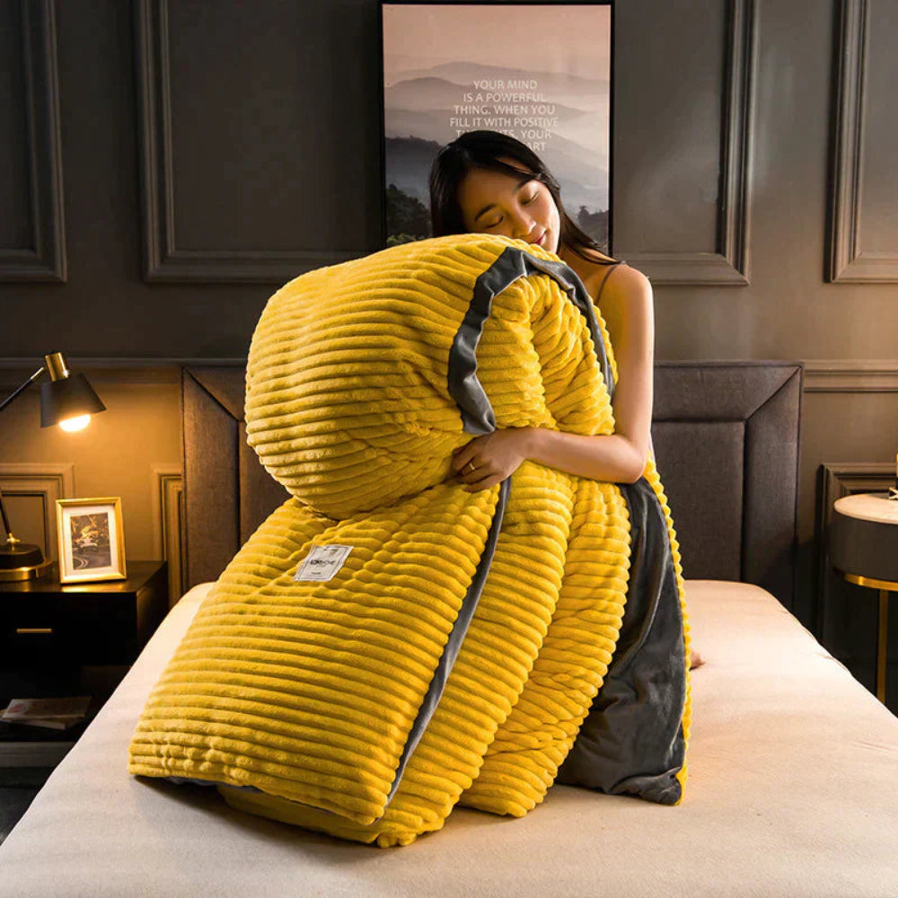 Winter Plush Duvet Cover Set With Bedspread Look Design