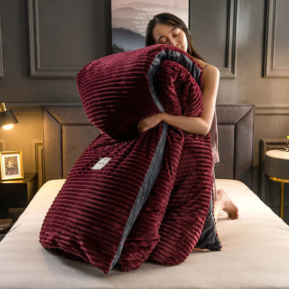 Winter Plush Duvet Cover Set With Bedspread Look Design