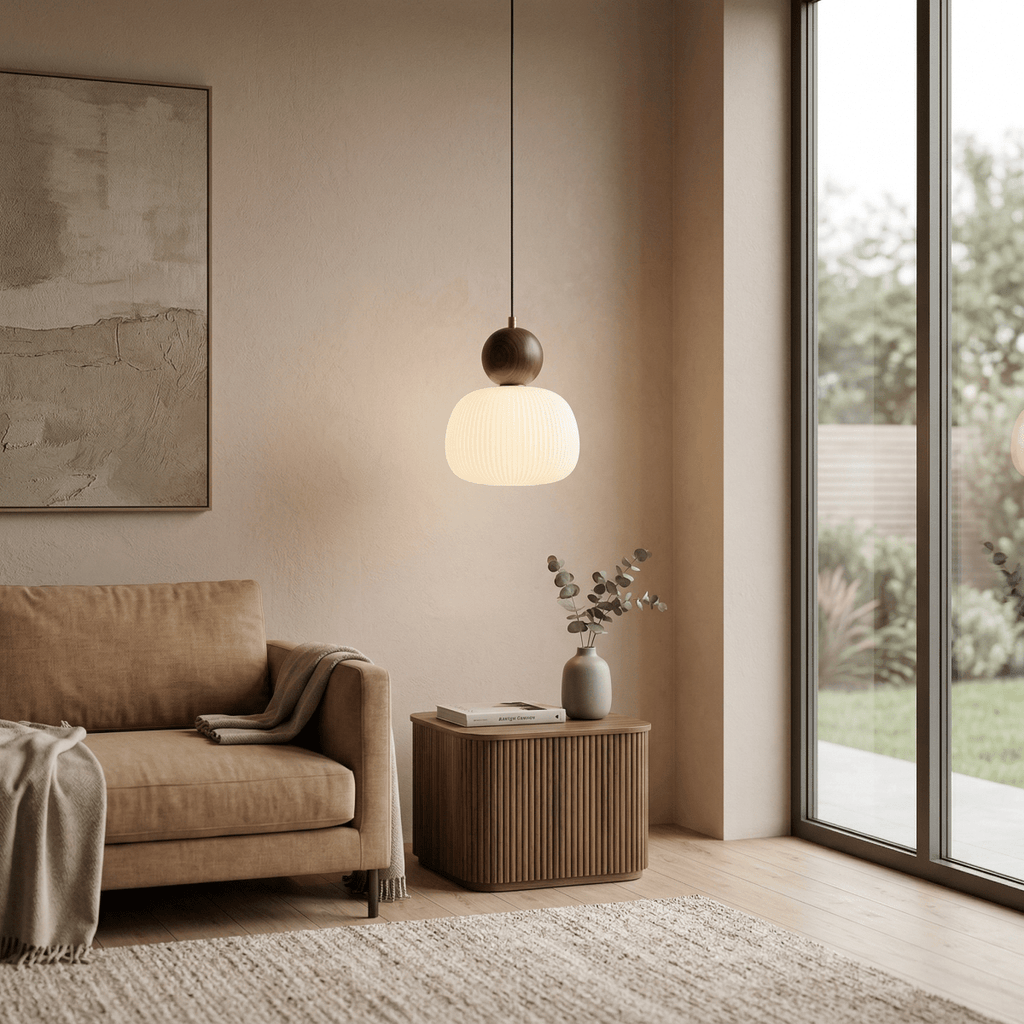 Krémové závěsné světlo ve tvaru dýně, severský design, 12 palců | Rosalyssa