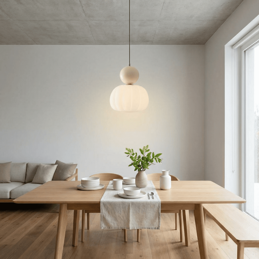 Krémové závěsné světlo ve tvaru dýně, severský design, 12 palců | Rosalyssa