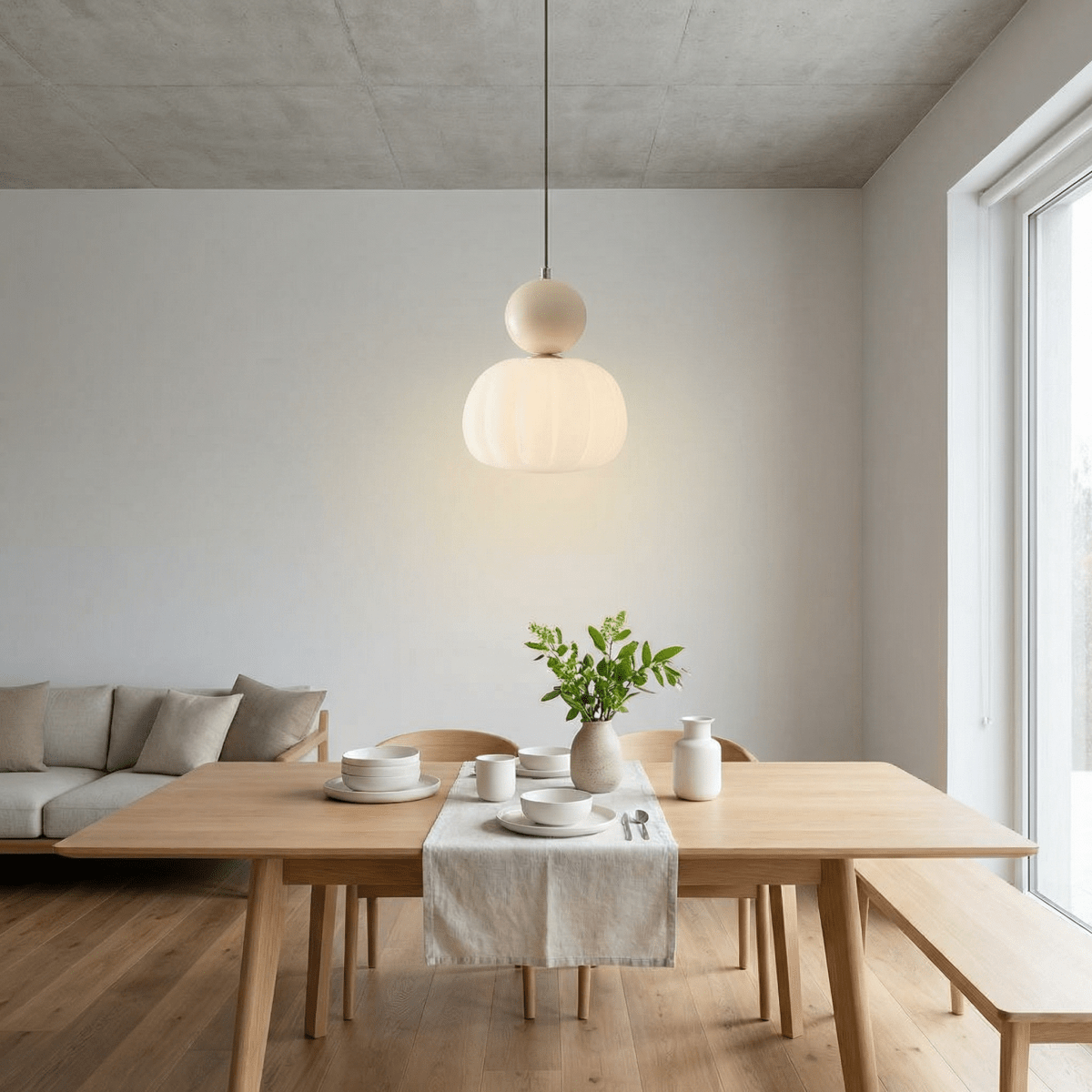 Krémové závěsné světlo ve tvaru dýně, severský design, 12 palců | Rosalyssa