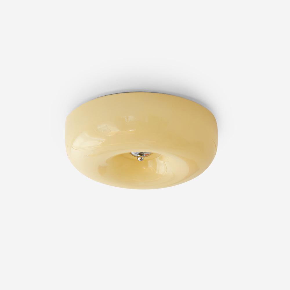 Lámpara de techo de vidrio lechoso color crema con acento plateado, regulable en blanco cálido