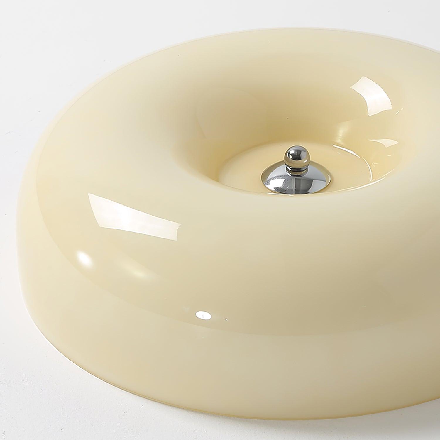 Lámpara de techo de vidrio lechoso color crema con acento plateado, regulable en blanco cálido