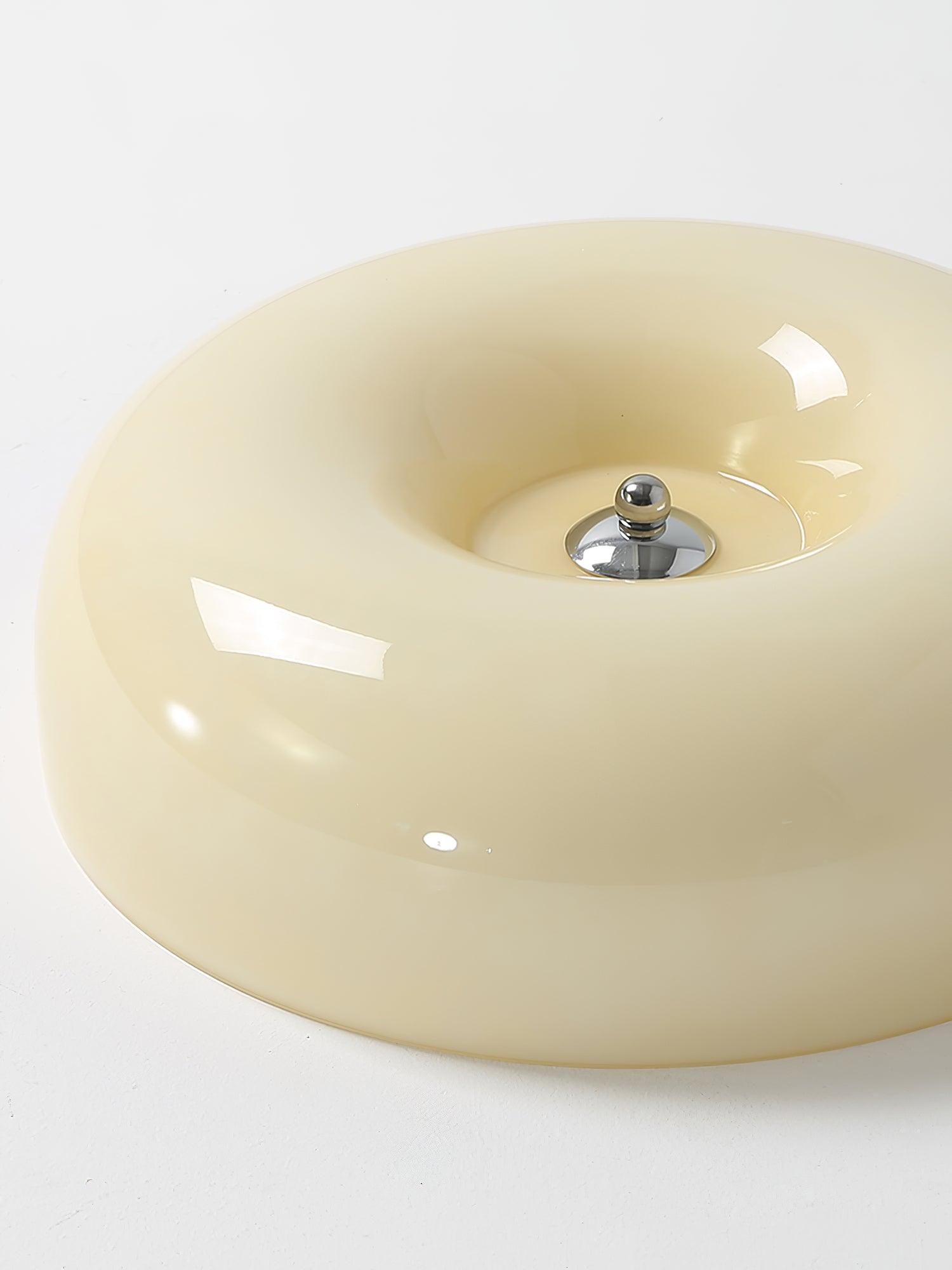 Lámpara de techo de vidrio lechoso color crema con acento plateado, regulable en blanco cálido