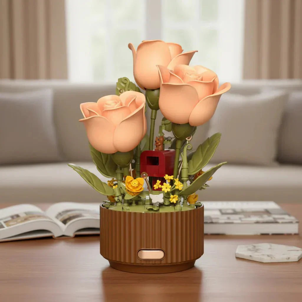 Aurora Bloom 255-teiliges Rosenstrauß-Baustein-Set für kreative Kinder