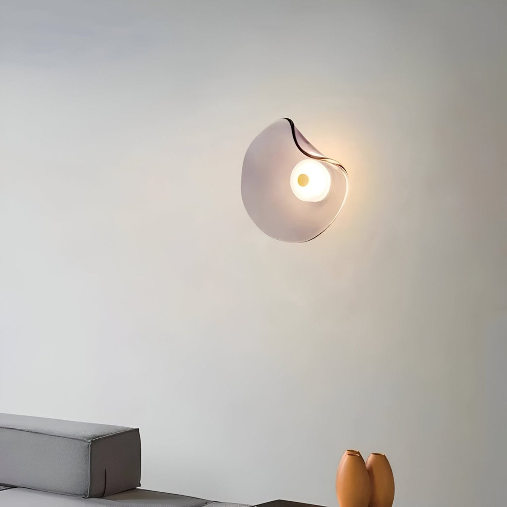 LED-Wandleuchte mit gebogenem Glas im Japandi-Stil, 1-flammige Leuchte | Rosalyssa