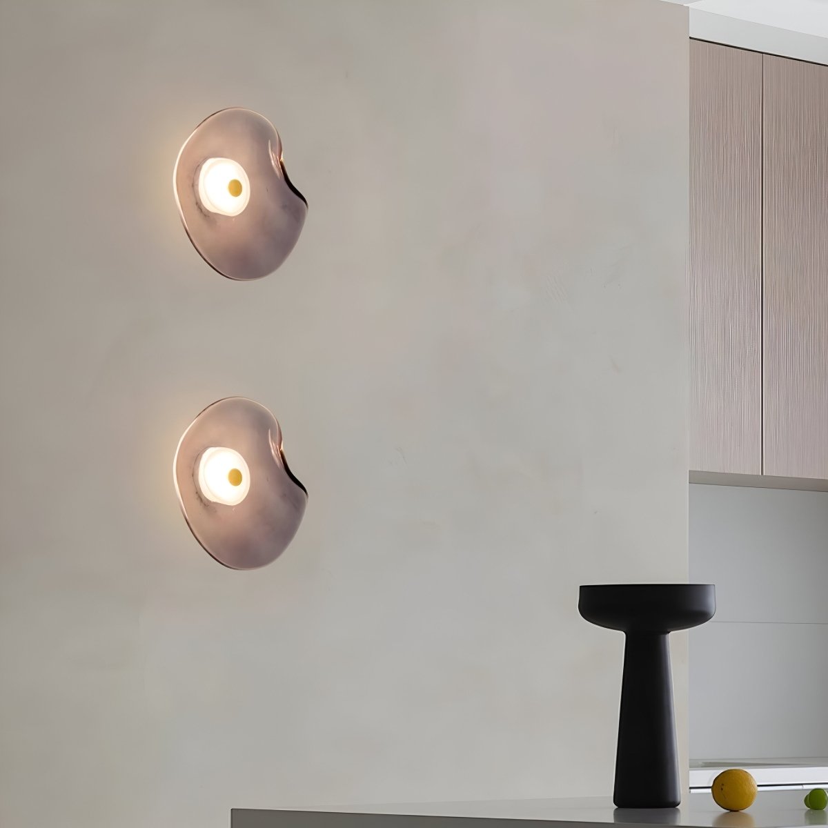LED-Wandleuchte mit gebogenem Glas im Japandi-Stil, 1-flammige Leuchte | Rosalyssa