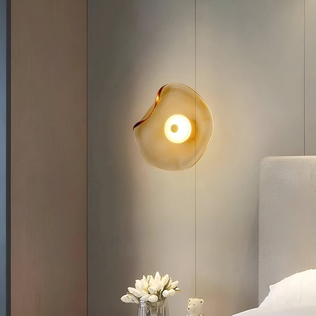 LED-Wandleuchte mit gebogenem Glas im Japandi-Stil, 1-flammige Leuchte | Rosalyssa