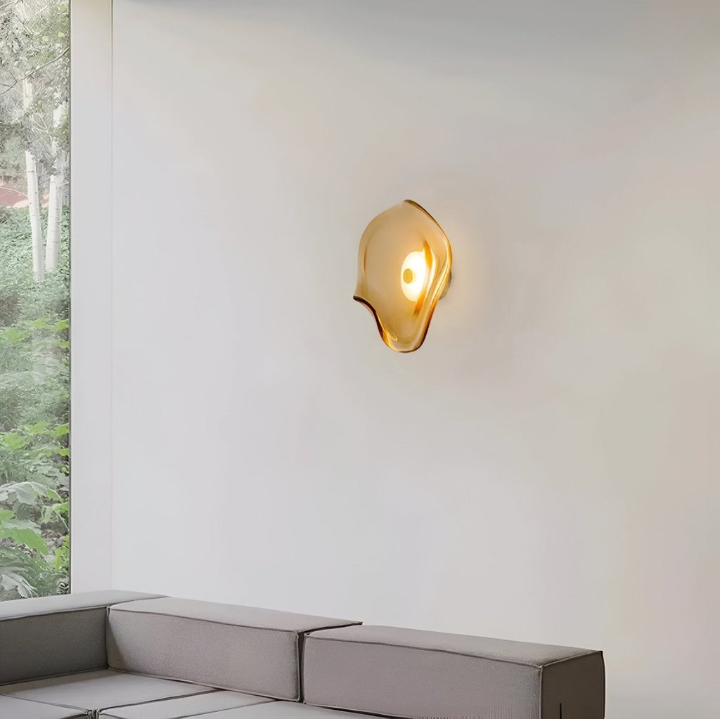 LED-Wandleuchte mit gebogenem Glas im Japandi-Stil, 1-flammige Leuchte | Rosalyssa