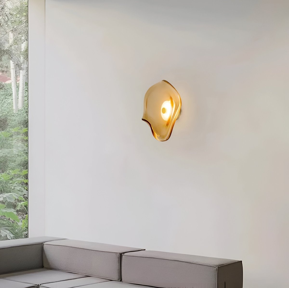 LED-Wandleuchte mit gebogenem Glas im Japandi-Stil, 1-flammige Leuchte | Rosalyssa