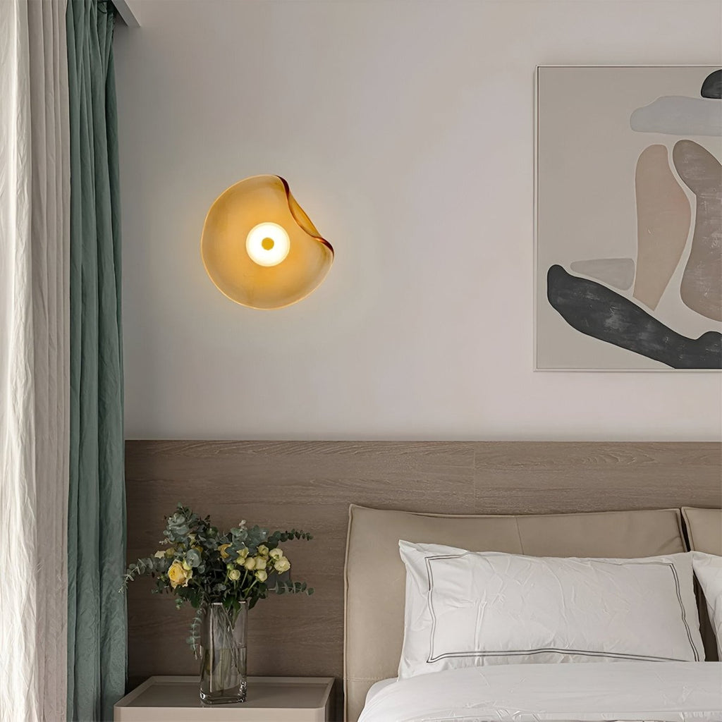 LED-Wandleuchte mit gebogenem Glas im Japandi-Stil, 1-flammige Leuchte | Rosalyssa